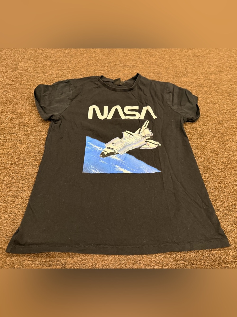 Black Kids Graphic Tee with Space Shuttle